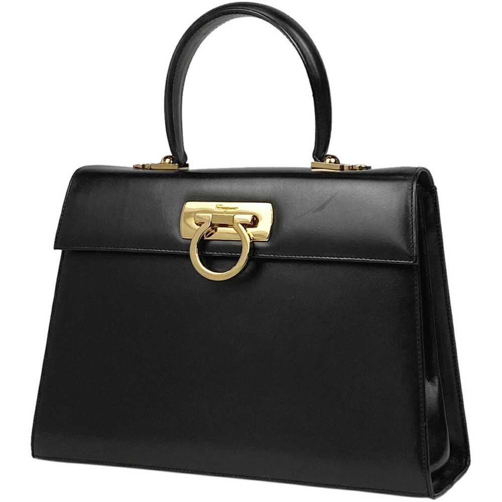 Salvatore Ferragamo Gancini Handbag Leather Black